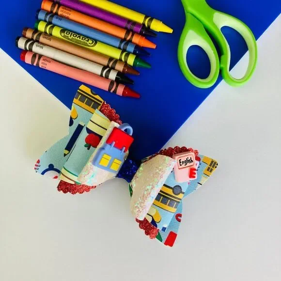 BACK to SCHOOL Hair Bow Clip for Girls Handmade NEW - Picture 5 of 5